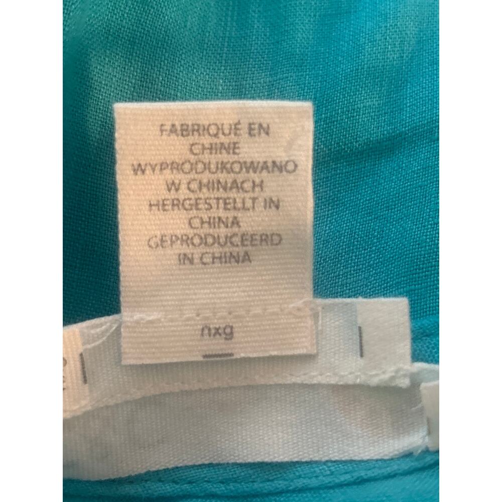 C&C Linen Short Sleeve Shirt Top Blouse M Blue Light Airy Peekaboo Back - Picture 8 of 9